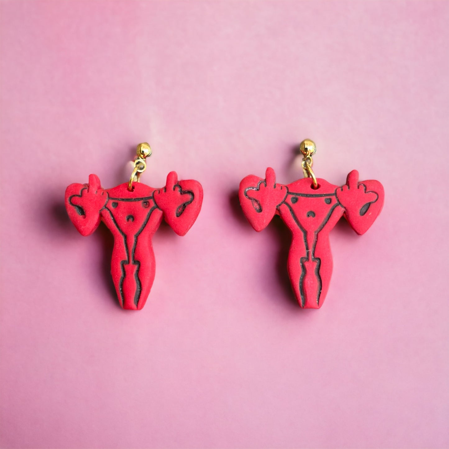 Angry Uterus Polymer Clay Earrings