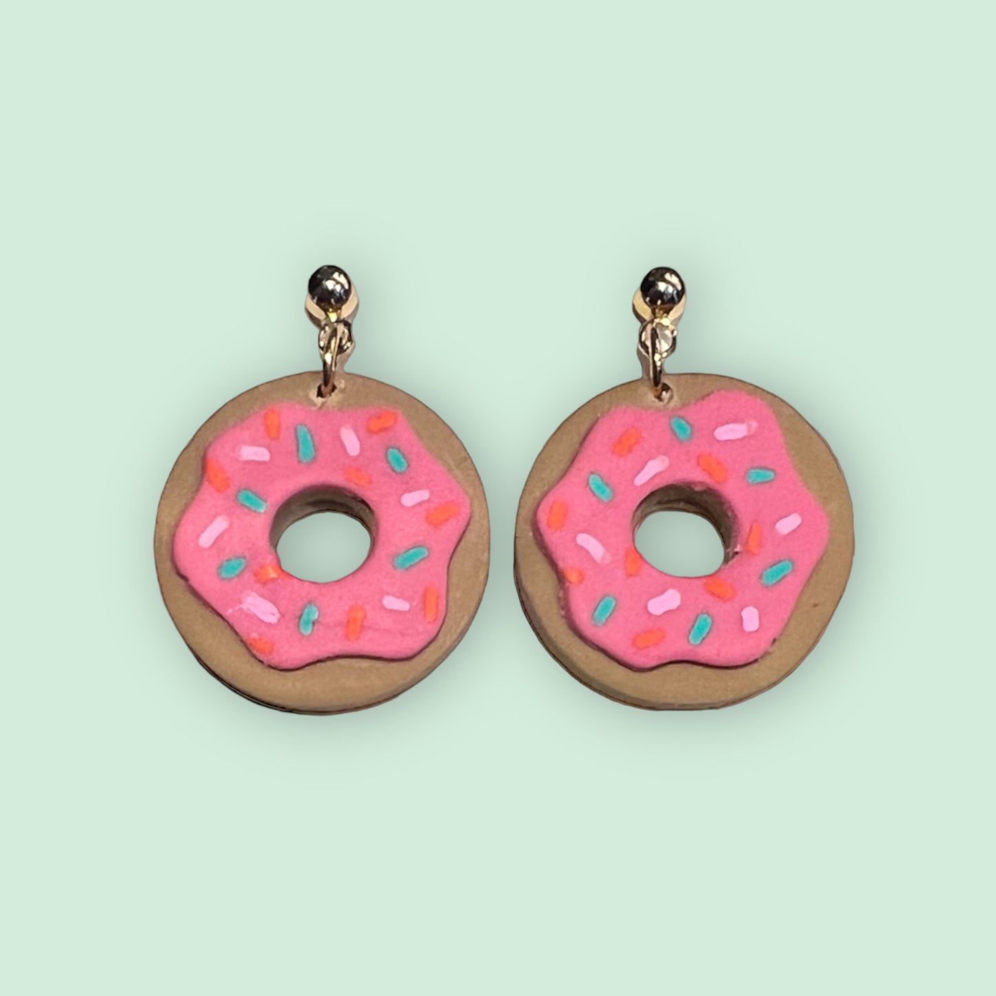 Donuts Polymer Clay Earrings with Ball Post