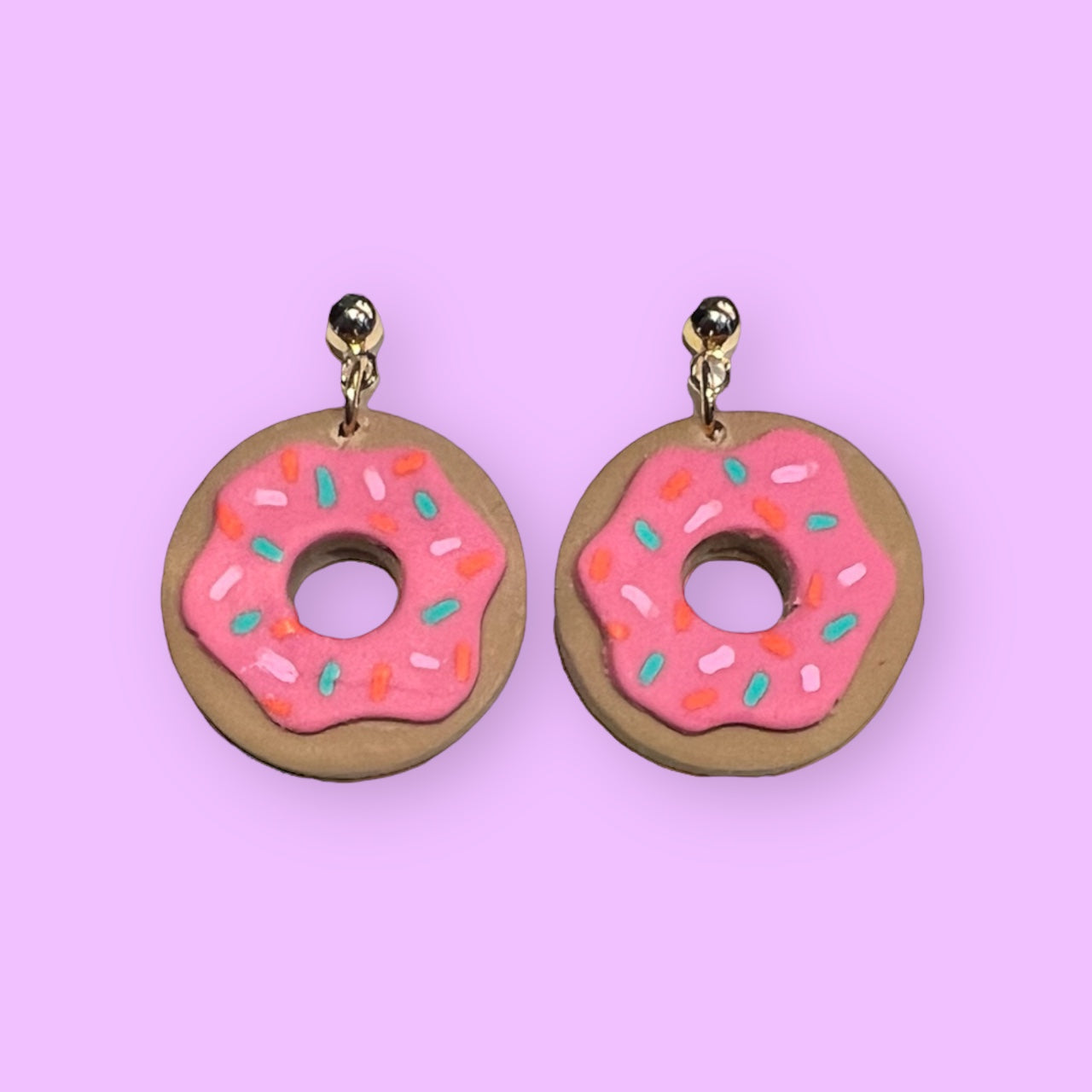 Donuts Polymer Clay Earrings with Ball Post