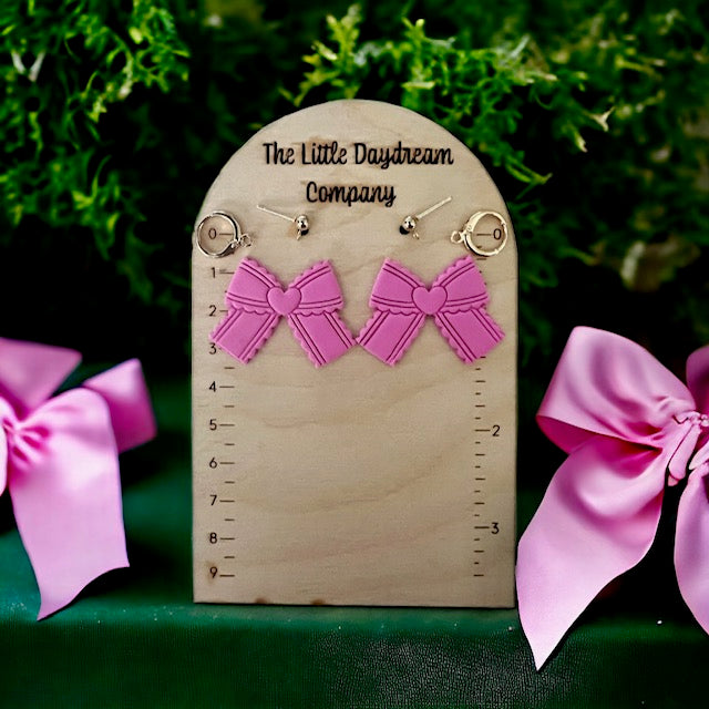 Coquette Heart Bow Polymer Clay Earrings