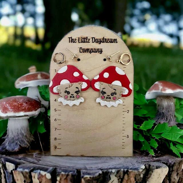 Mushroom Kewpie Head Polymer Clay Earrings