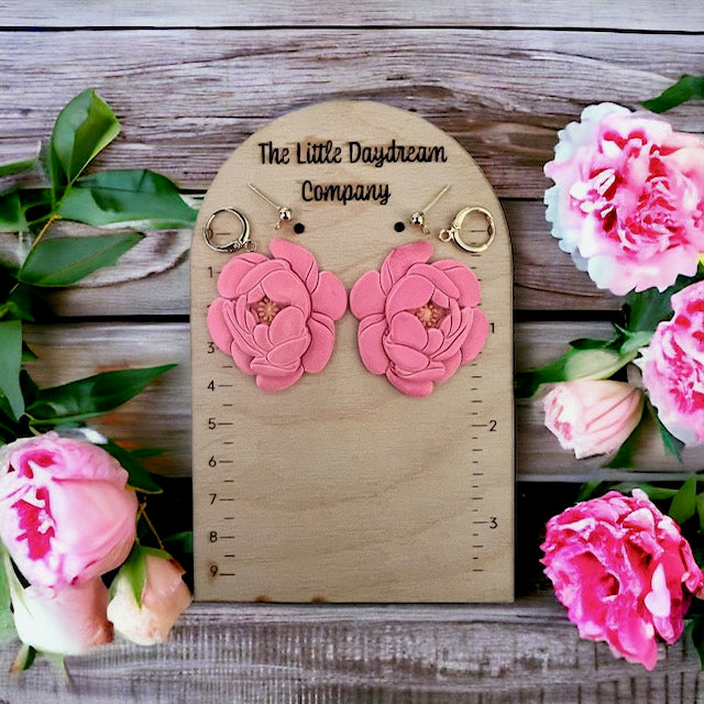 Layered Peony Polymer Clay Earrings