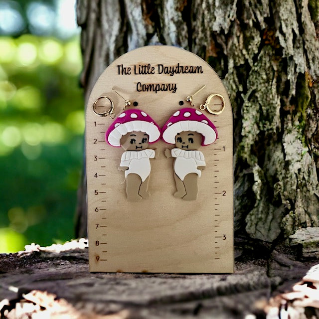 Mushroom Kewpie Polymer Clay Earrings